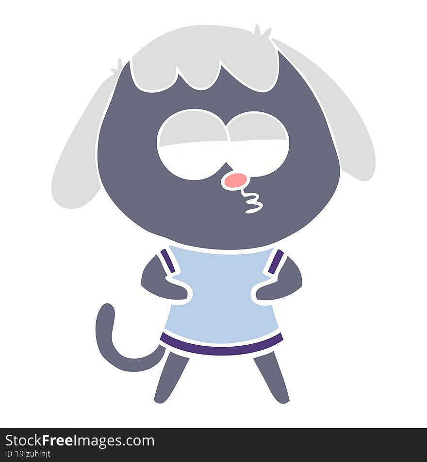 flat color style cartoon bored dog