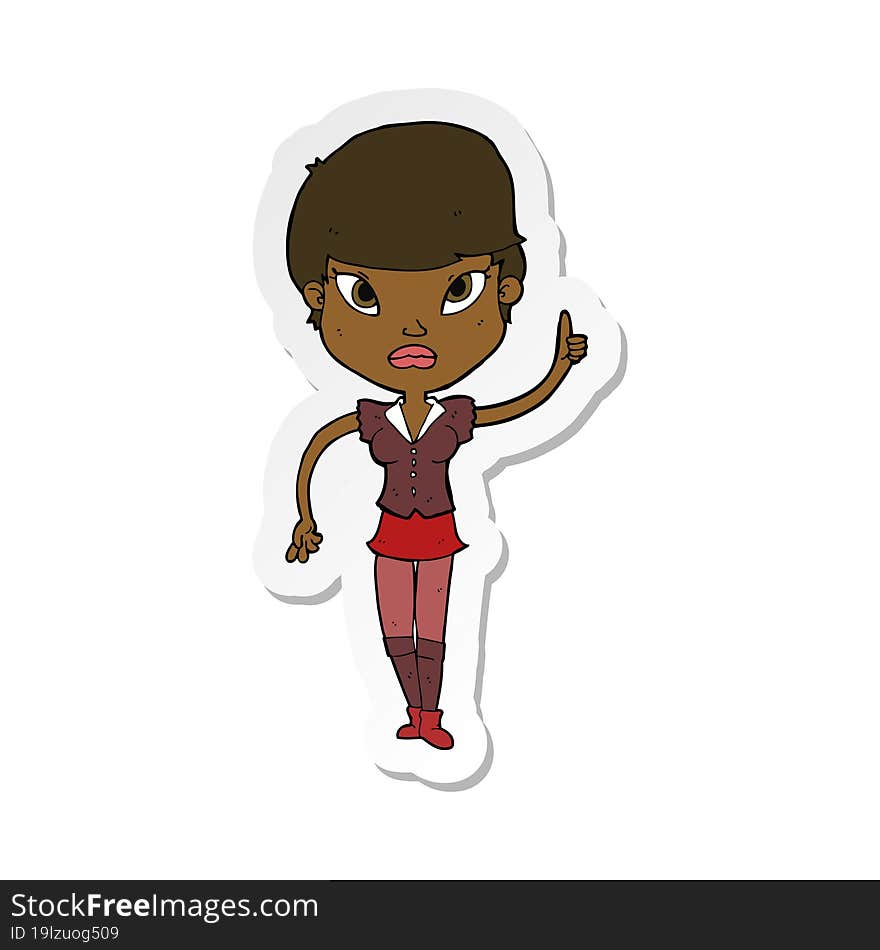 sticker of a cartoon woman with idea