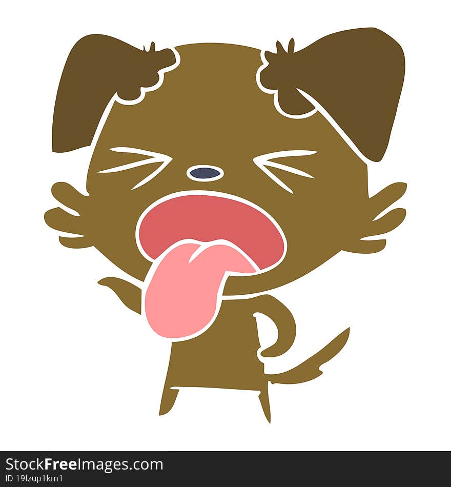 flat color style cartoon disgusted dog