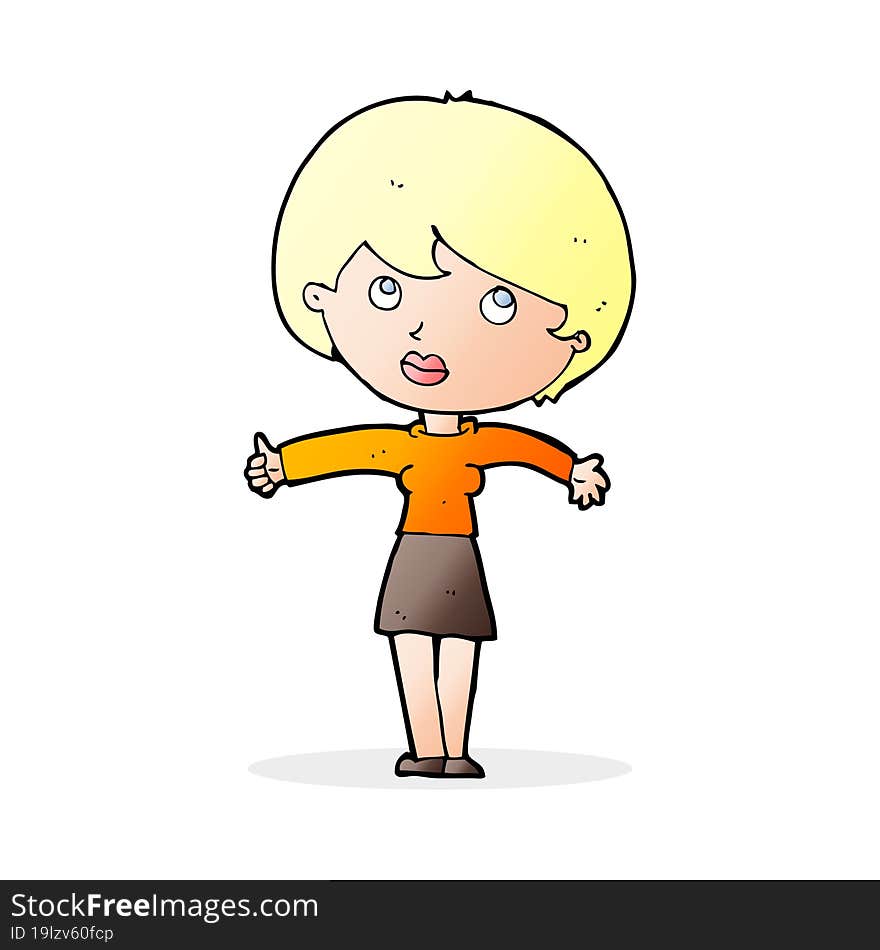 cartoon woman giving thumbs up