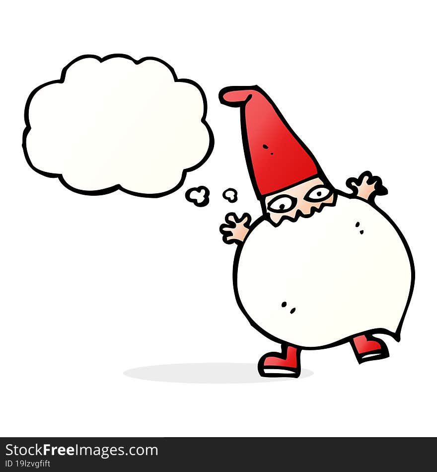 Cartoon Tiny Santa With Thought Bubble