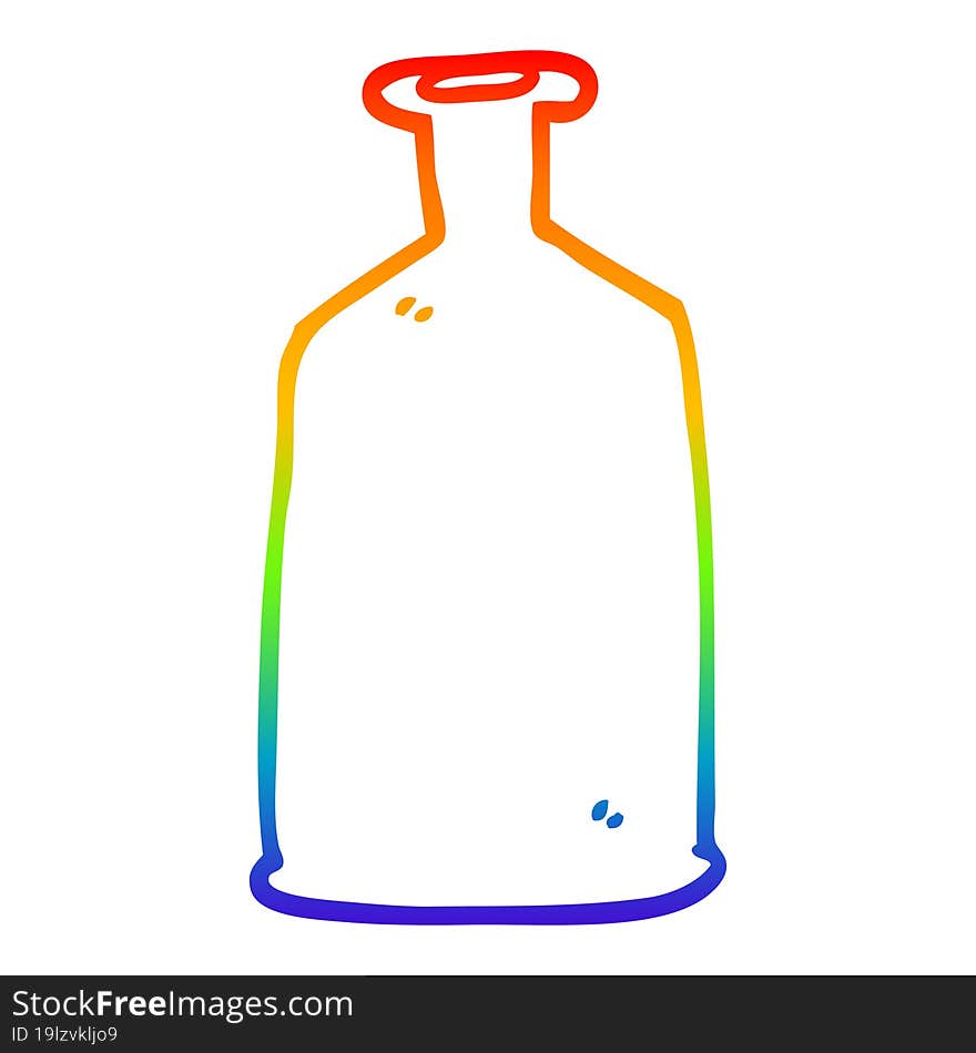 rainbow gradient line drawing cartoon green bottle