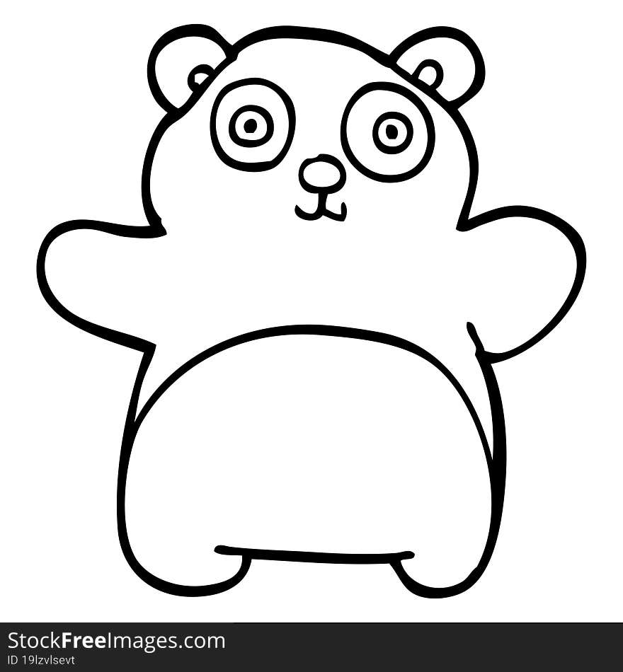 Line Drawing Cartoon Happy Panda