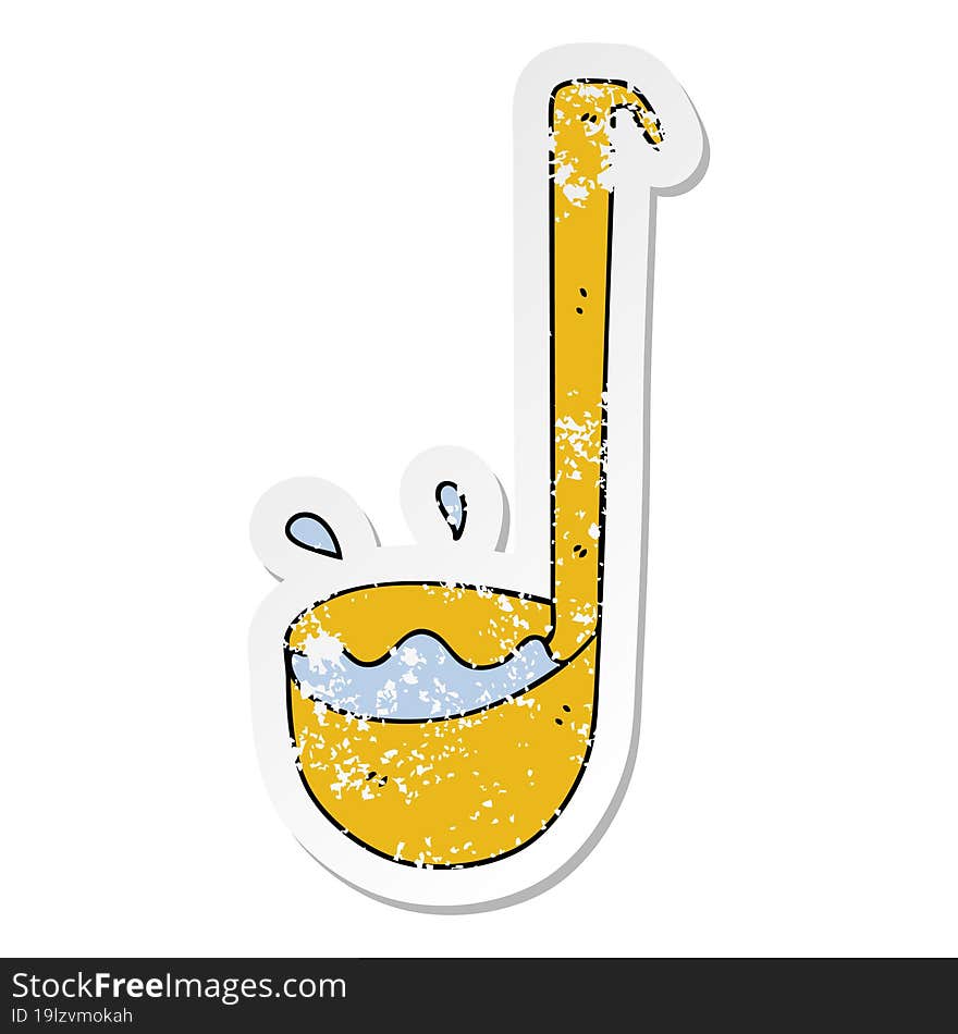 Distressed Sticker Of A Quirky Hand Drawn Cartoon Ladle