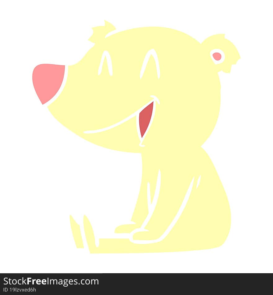 sitting bear flat color style cartoon