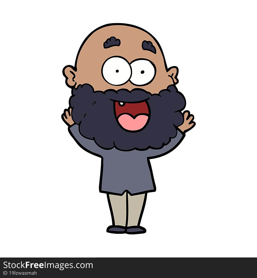 cartoon crazy happy man with beard. cartoon crazy happy man with beard