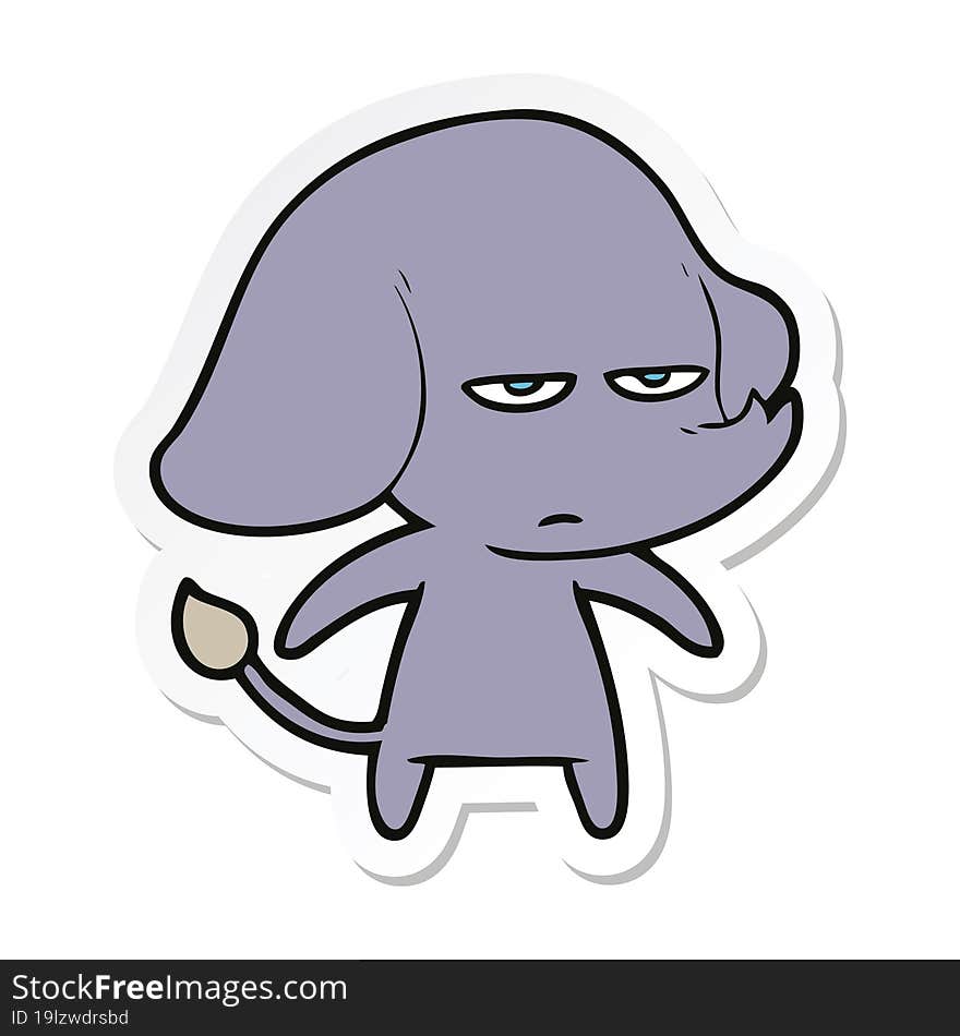 sticker of a annoyed cartoon elephant