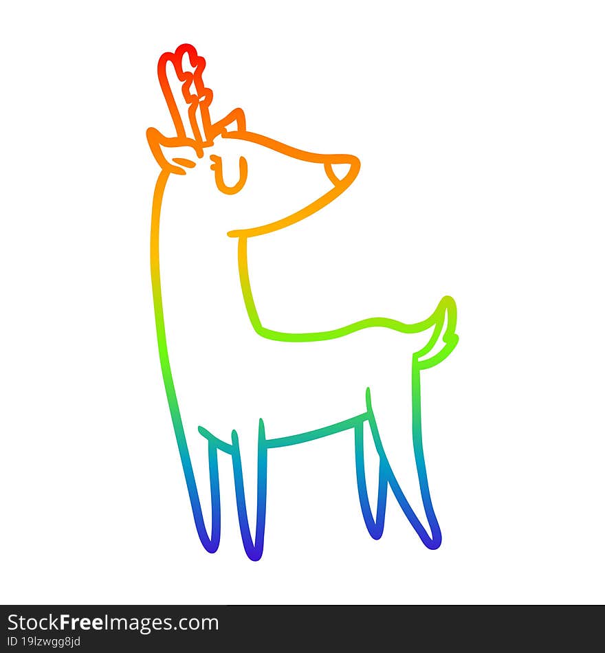 rainbow gradient line drawing Cartoon deer