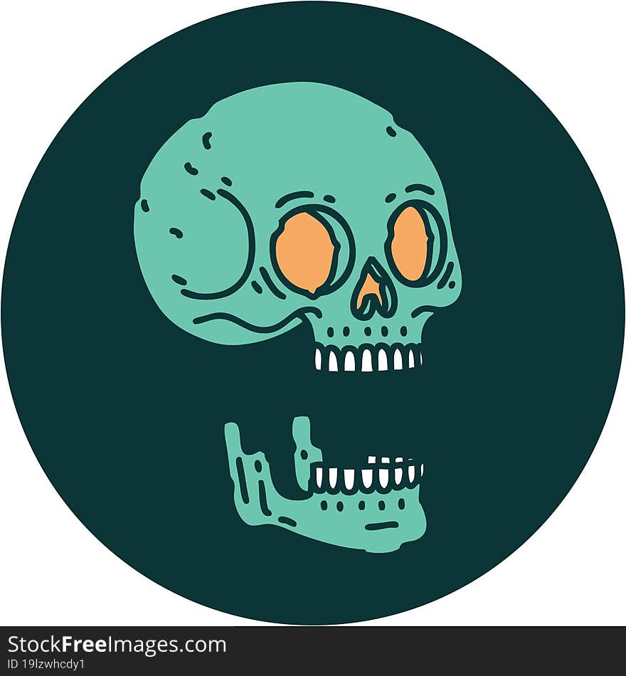 iconic tattoo style image of a skull. iconic tattoo style image of a skull