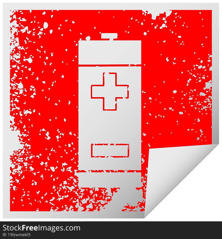 distressed square peeling sticker symbol electrical battery