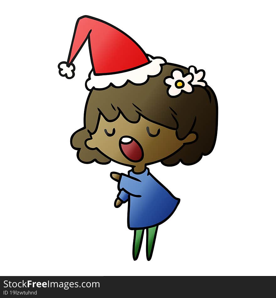 christmas gradient cartoon of kawaii girl