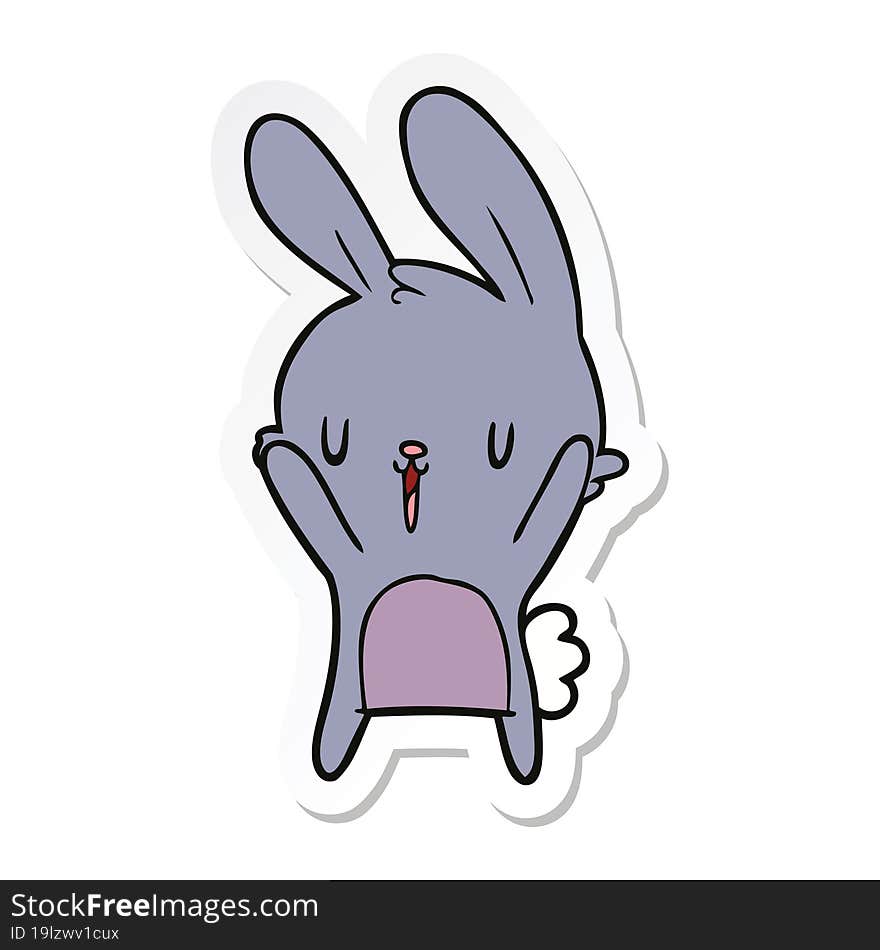 Sticker Of A Cute Cartoon Rabbit