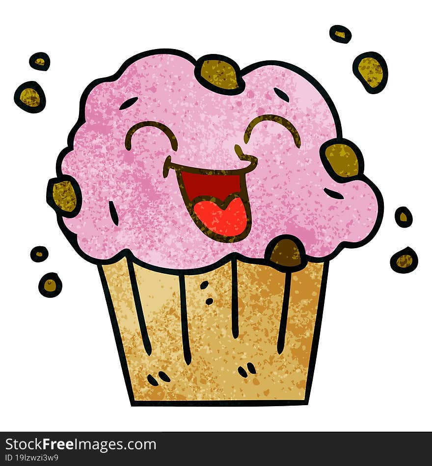 quirky hand drawn cartoon happy muffin