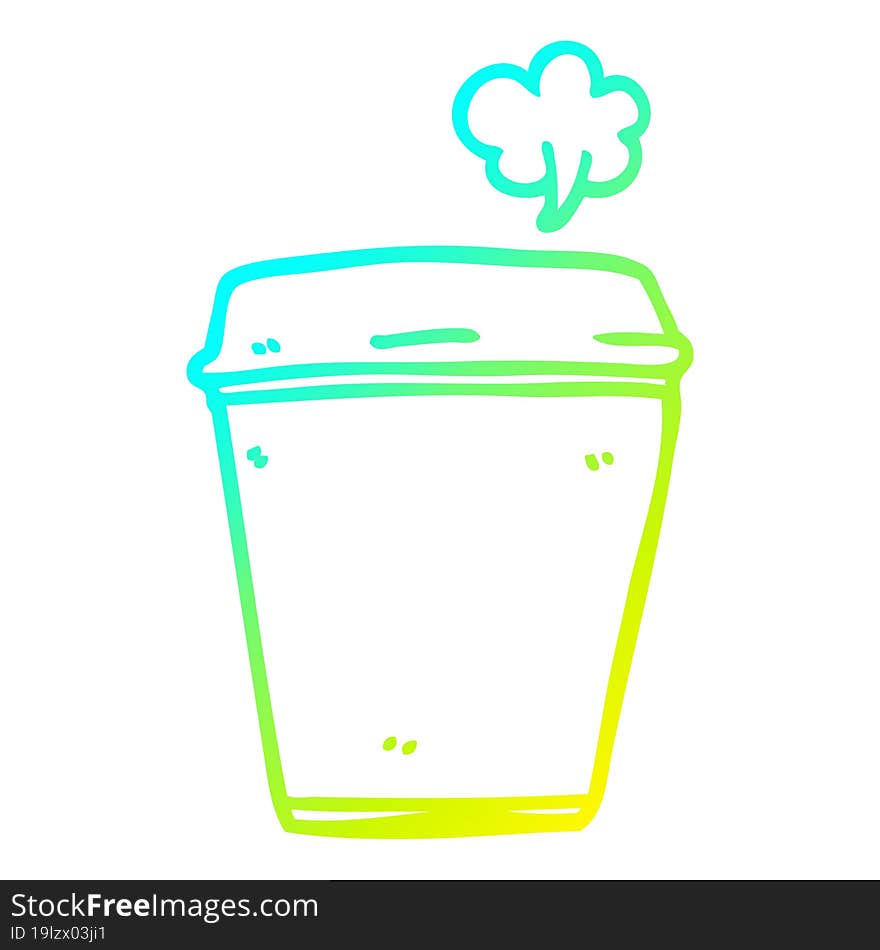 cold gradient line drawing of a cartoon coffee cup