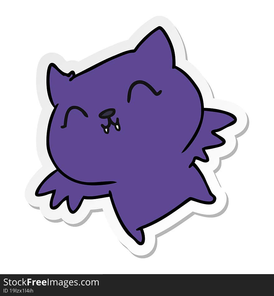 sticker cartoon of cute kawaii bat