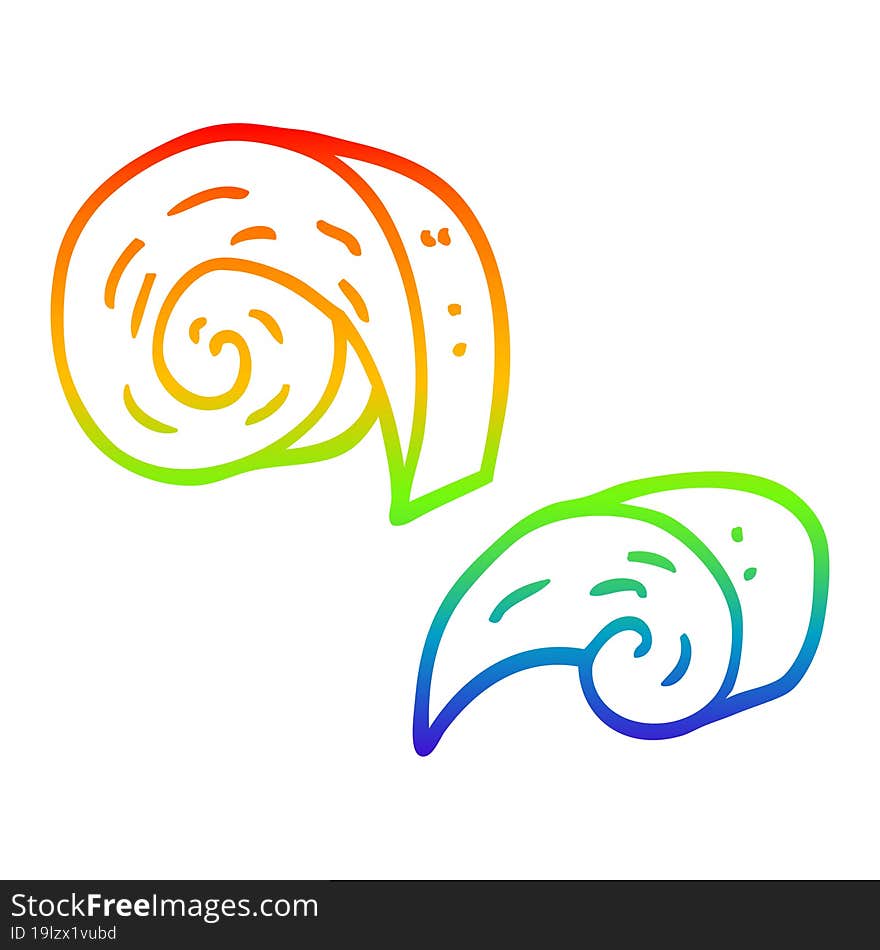 rainbow gradient line drawing of a cartoon swirl decorative elements