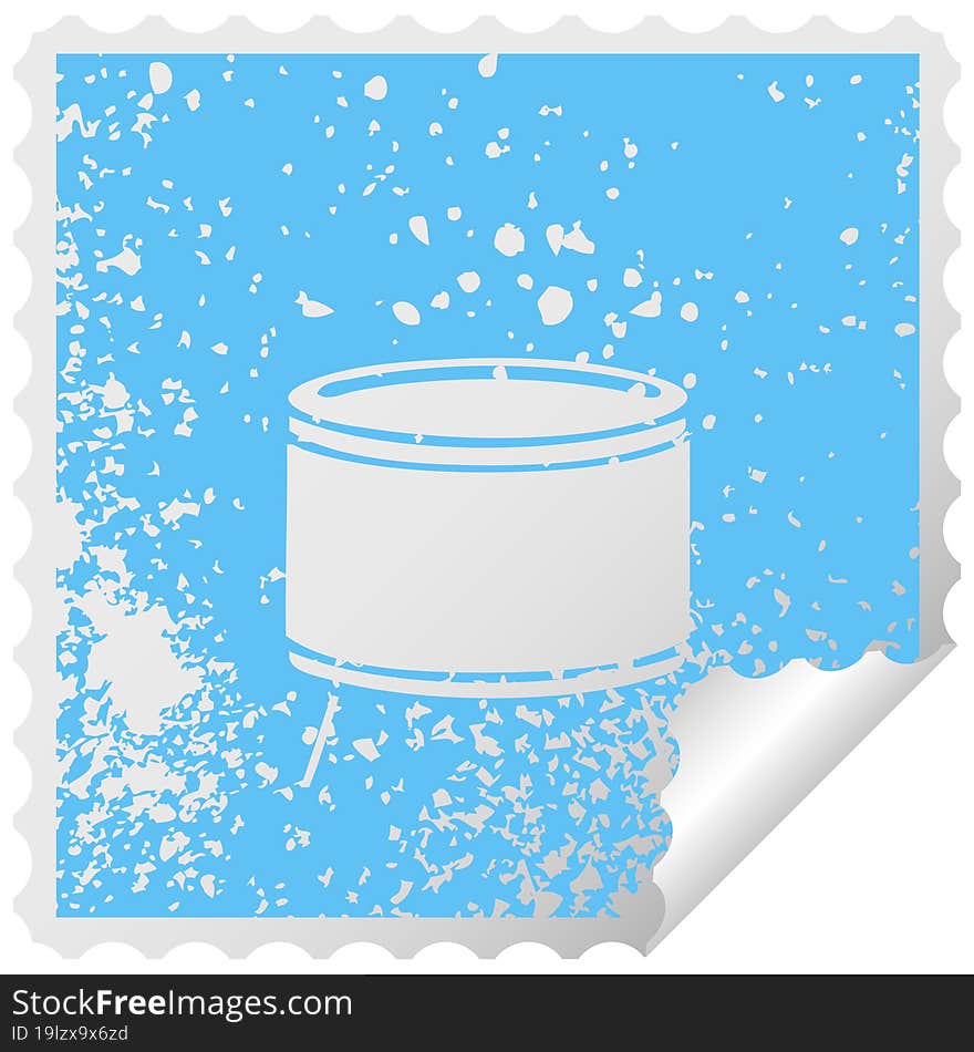 distressed square peeling sticker symbol drum