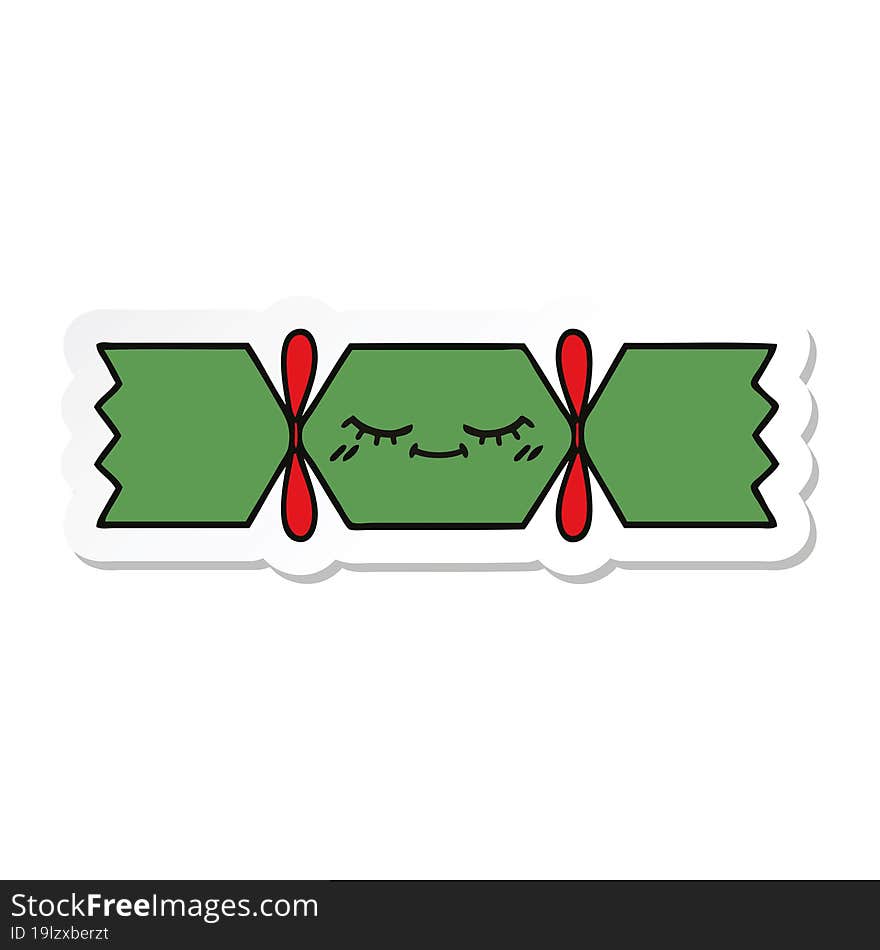 sticker of a cute cartoon christmas cracker