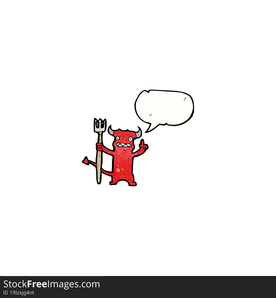 Cartoon Little Devil With Speech Bubble