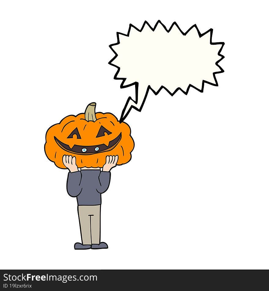 Speech Bubble Cartoon Pumpkin Head Halloween Costume