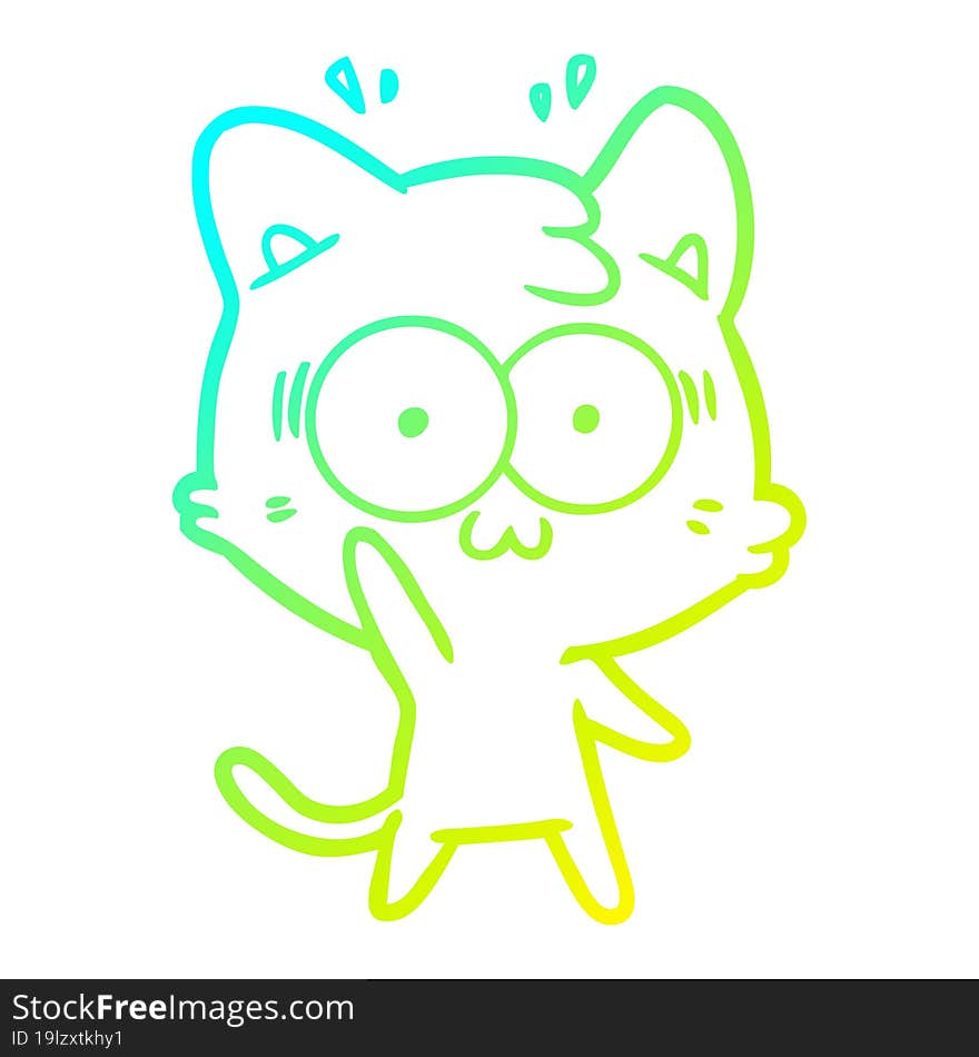 cold gradient line drawing cartoon surprised cat