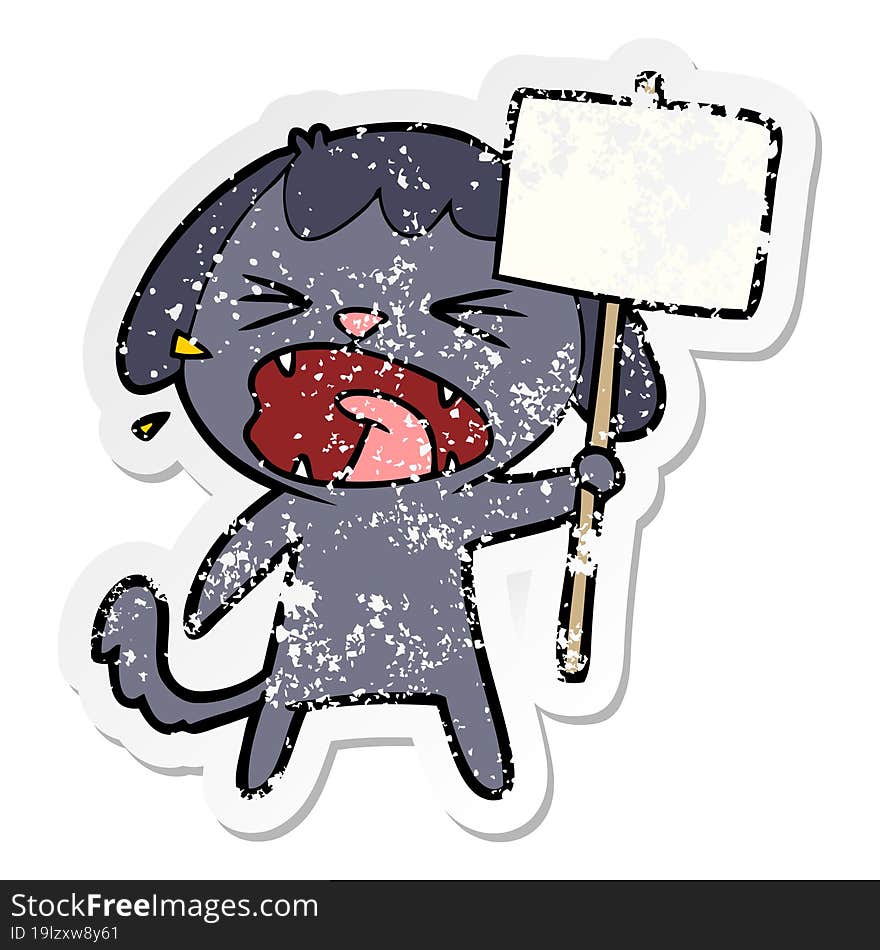 distressed sticker of a cute cartoon dog barking