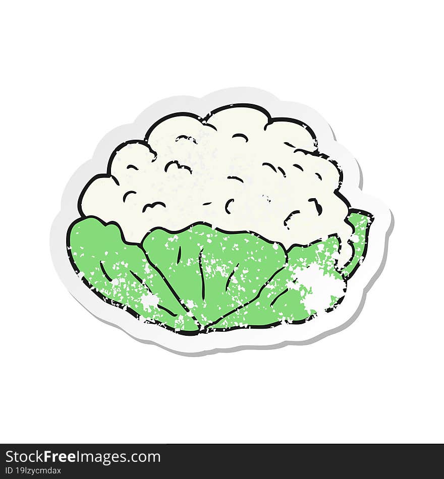 retro distressed sticker of a cartoon cauliflower