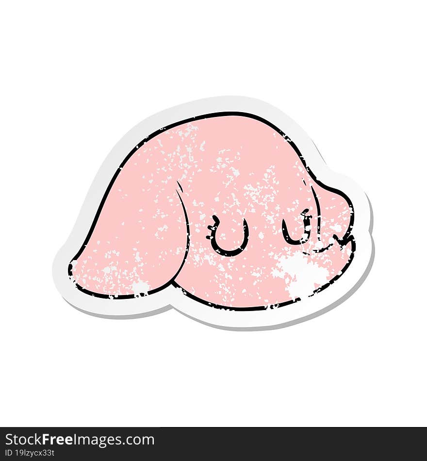 distressed sticker of a cartoon elephant face