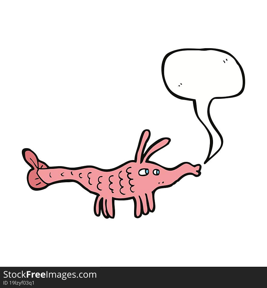 cartoon shrimp with speech bubble