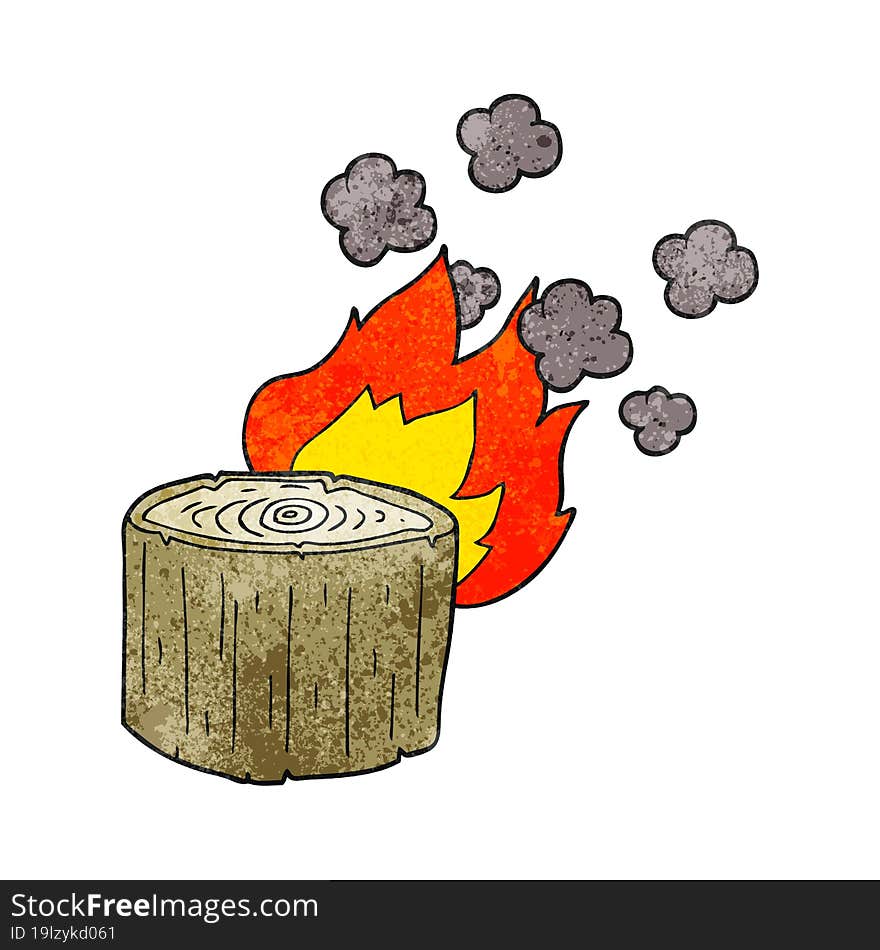 textured cartoon burning log