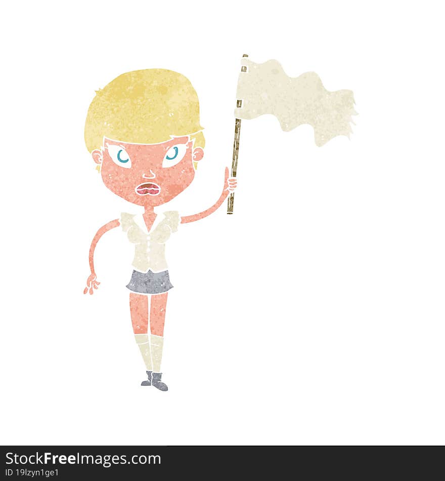 cartoon woman waving white flag