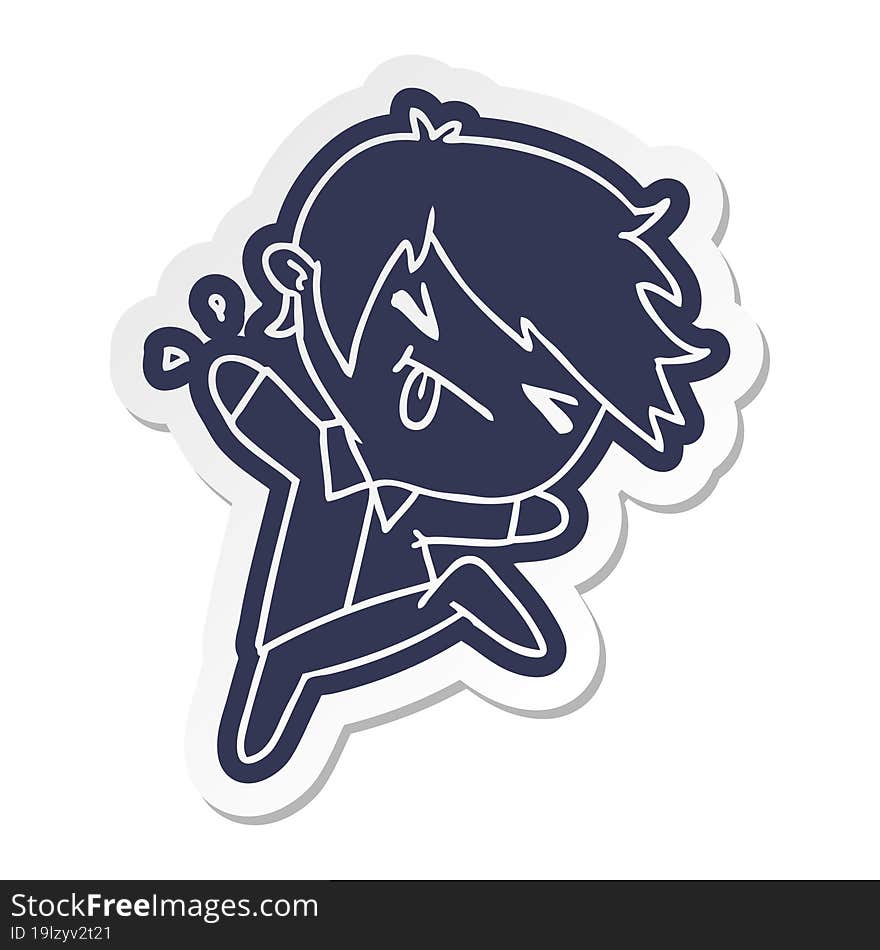 Cartoon Sticker Of A Kawaii Cute Boy