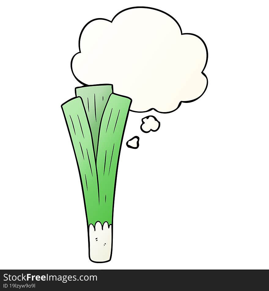 cartoon leek with thought bubble in smooth gradient style