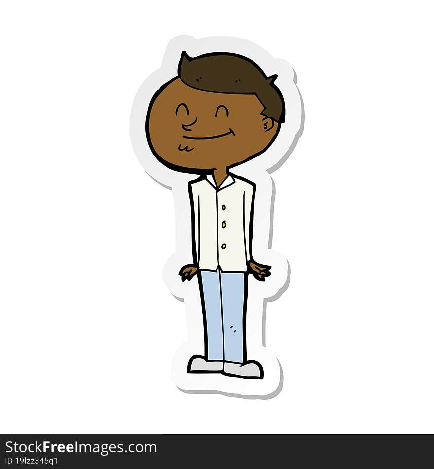 sticker of a cartoon smiling man