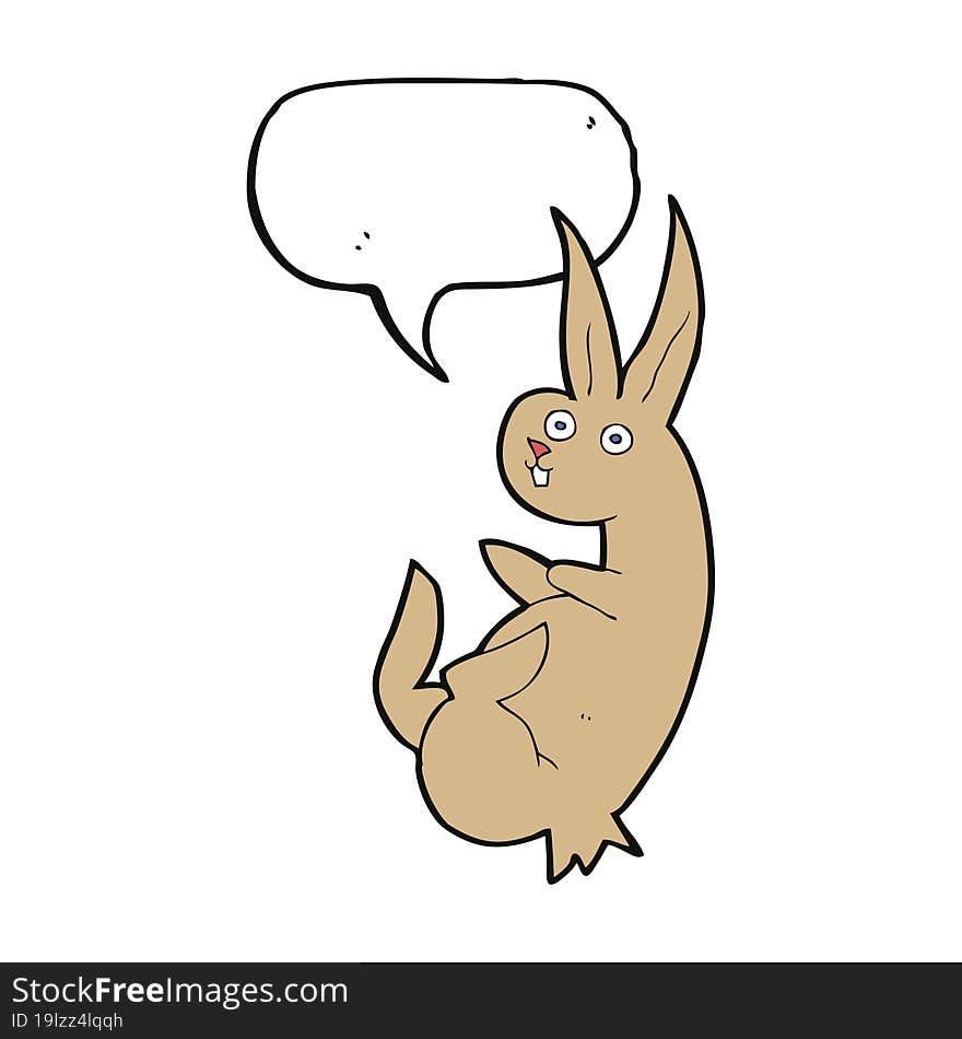 Cue Cartoon Rabbit With Speech Bubble