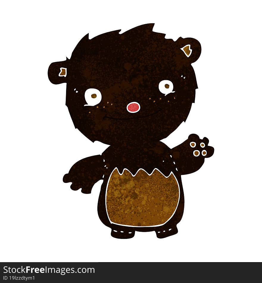 cartoon waving black bear cub