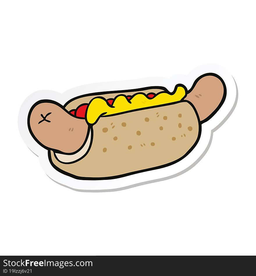 sticker of a cartoon hot dog