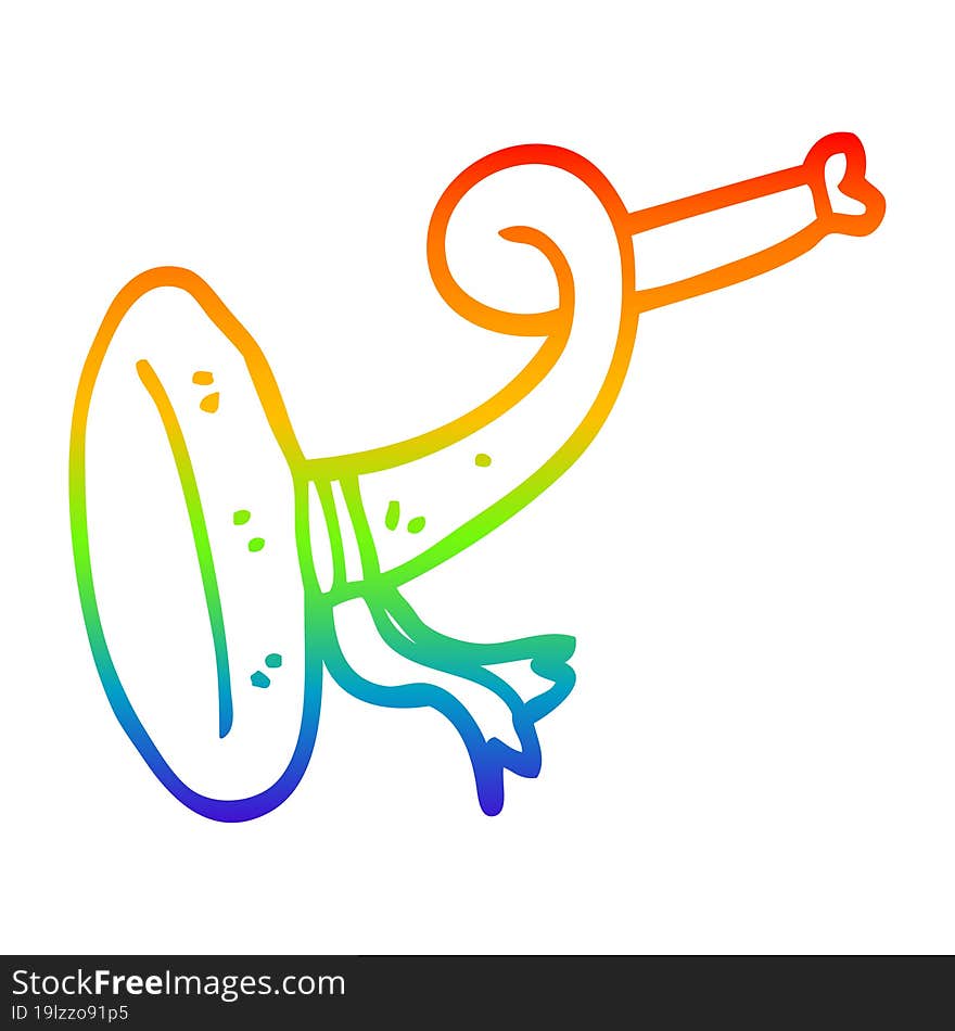 rainbow gradient line drawing of a cartoon curled horn instrument