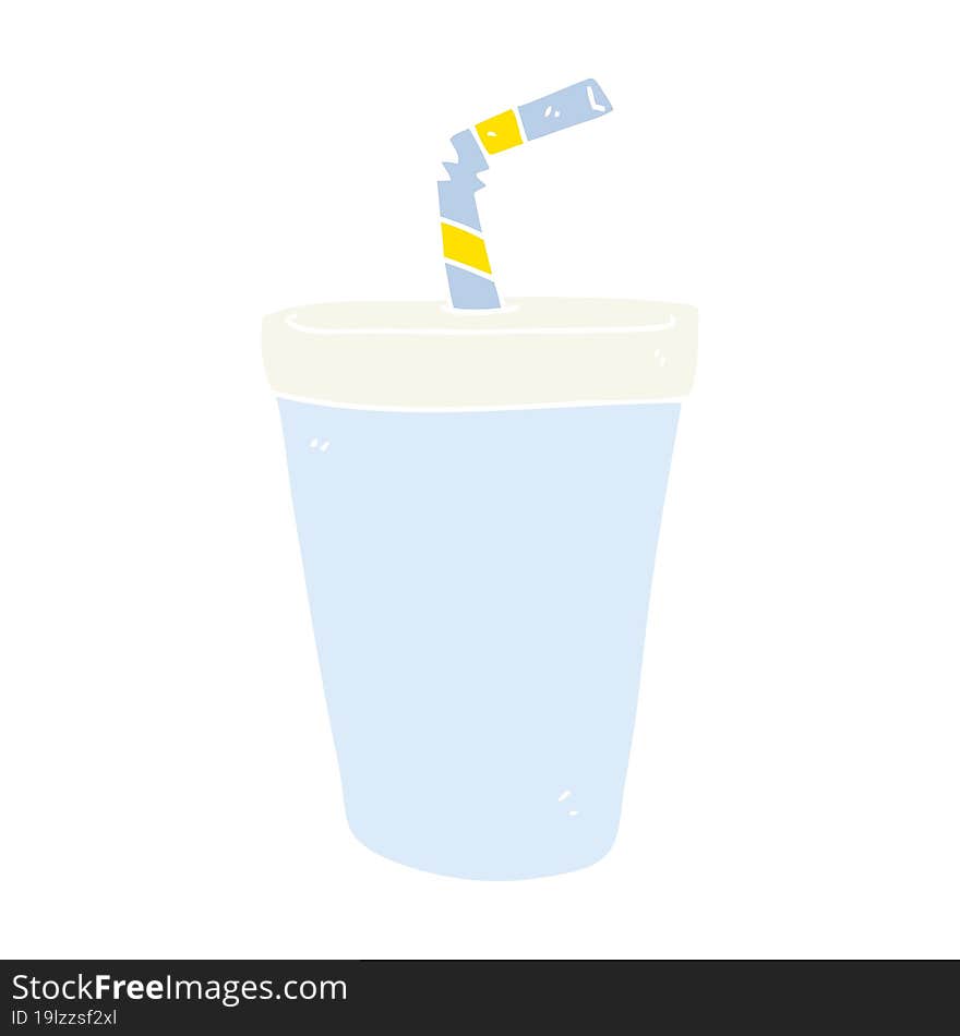 flat color illustration of a cartoon soda