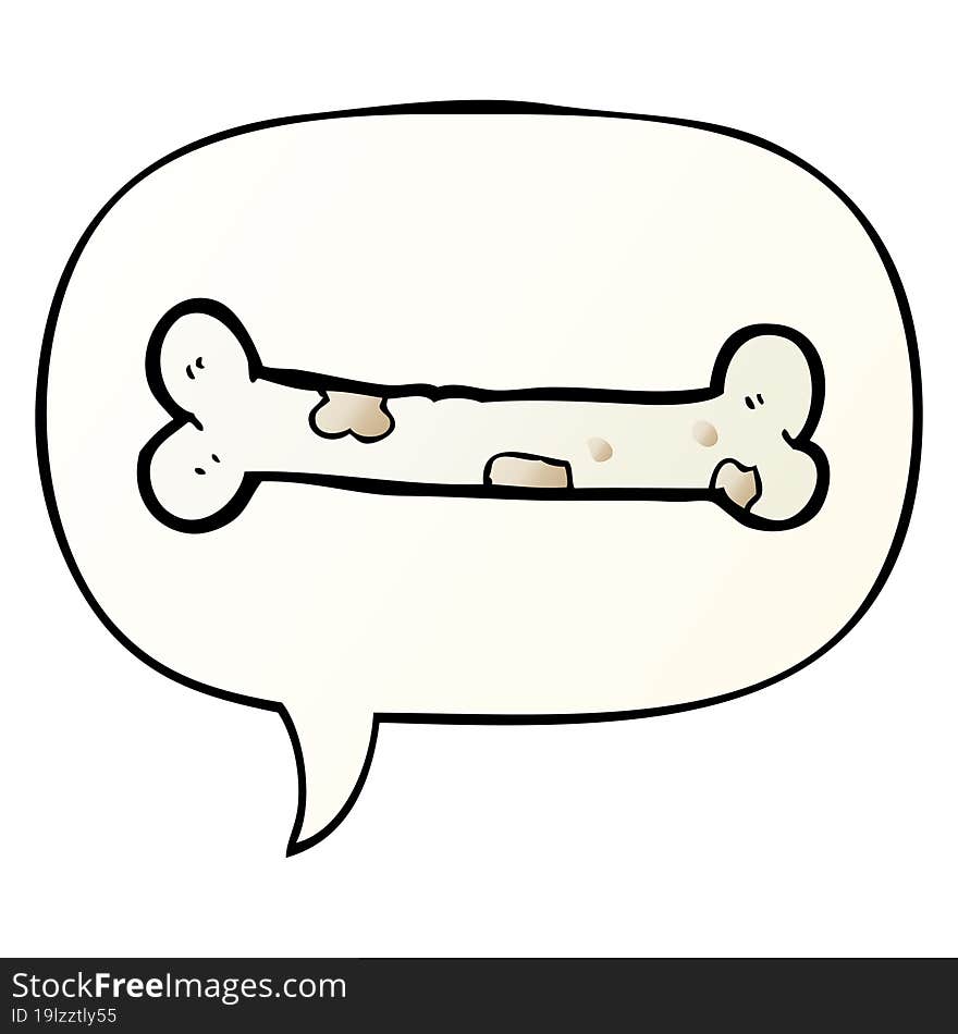 cartoon bone and speech bubble in smooth gradient style