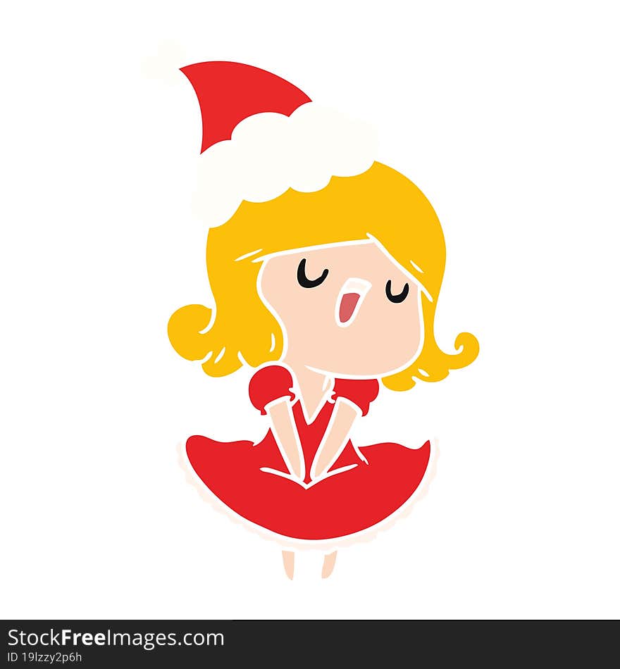 christmas cartoon of kawaii girl