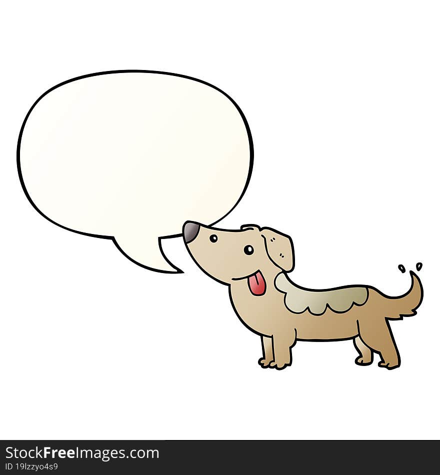 Cartoon Dog And Speech Bubble In Smooth Gradient Style