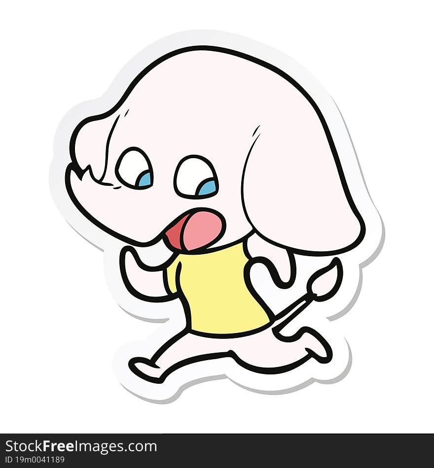 sticker of a cute cartoon elephant