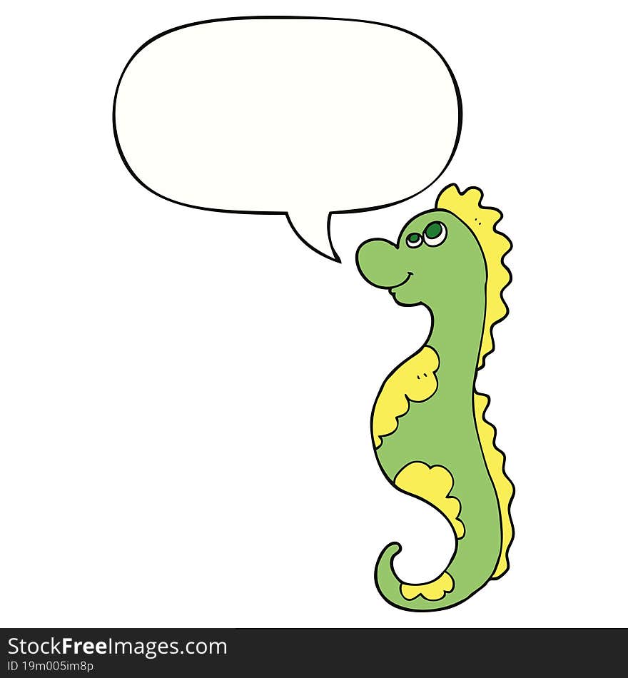 Cartoon Sea Horse And Speech Bubble