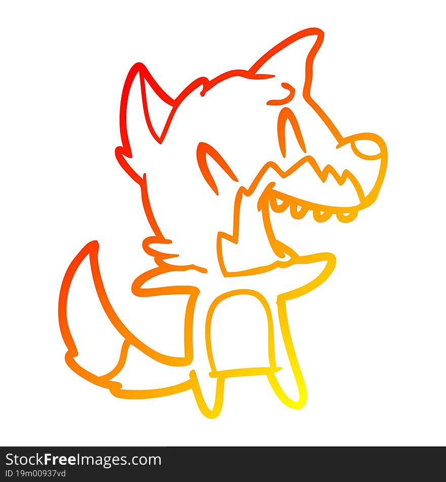 warm gradient line drawing laughing fox cartoon