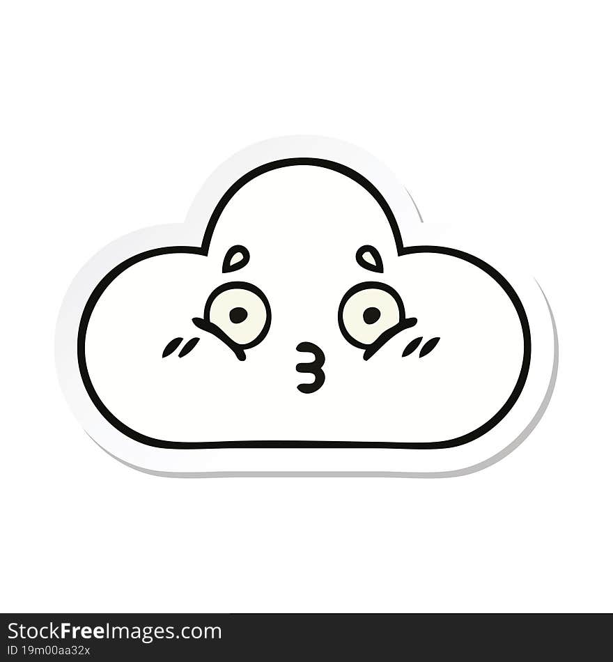 sticker of a cute cartoon white cloud