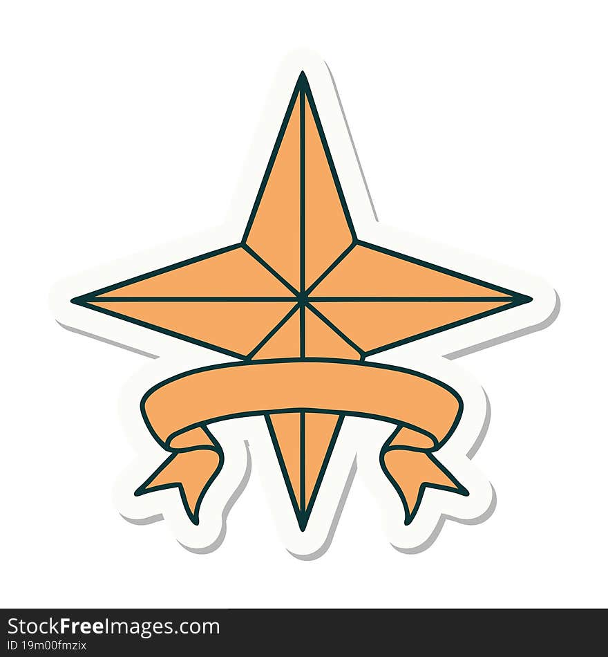 tattoo sticker with banner of a star