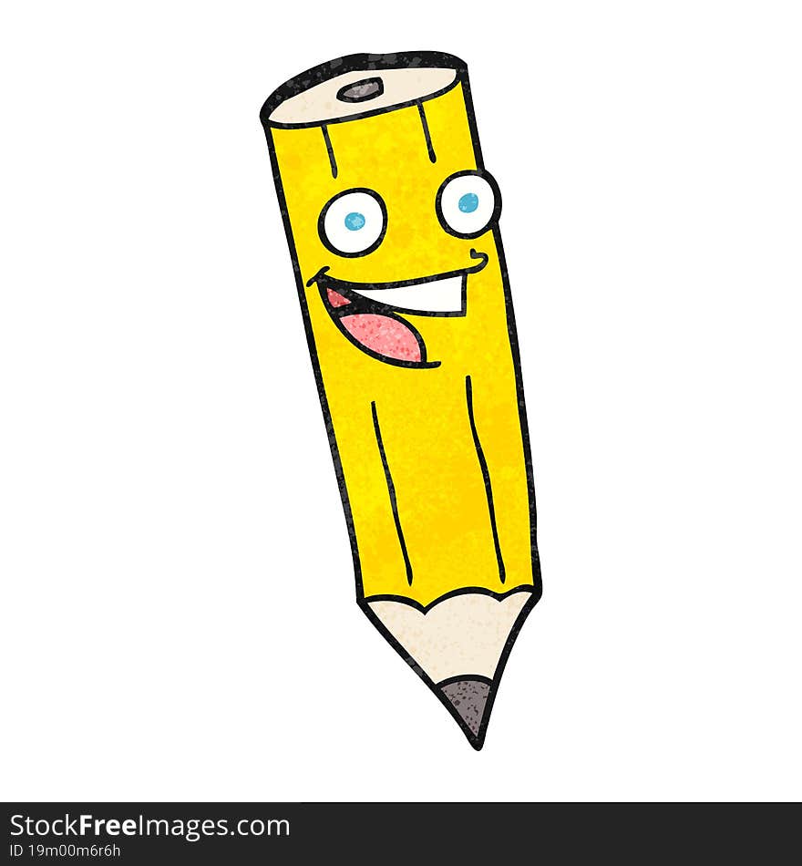 happy textured cartoon pencil