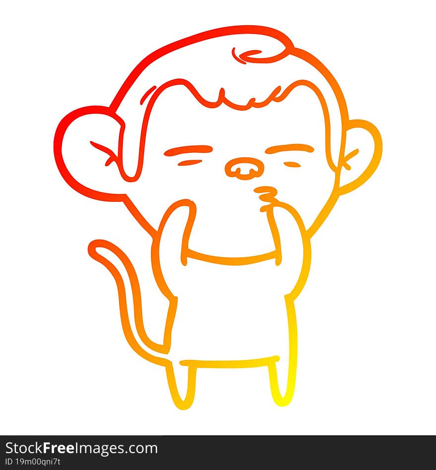 warm gradient line drawing cartoon suspicious monkey