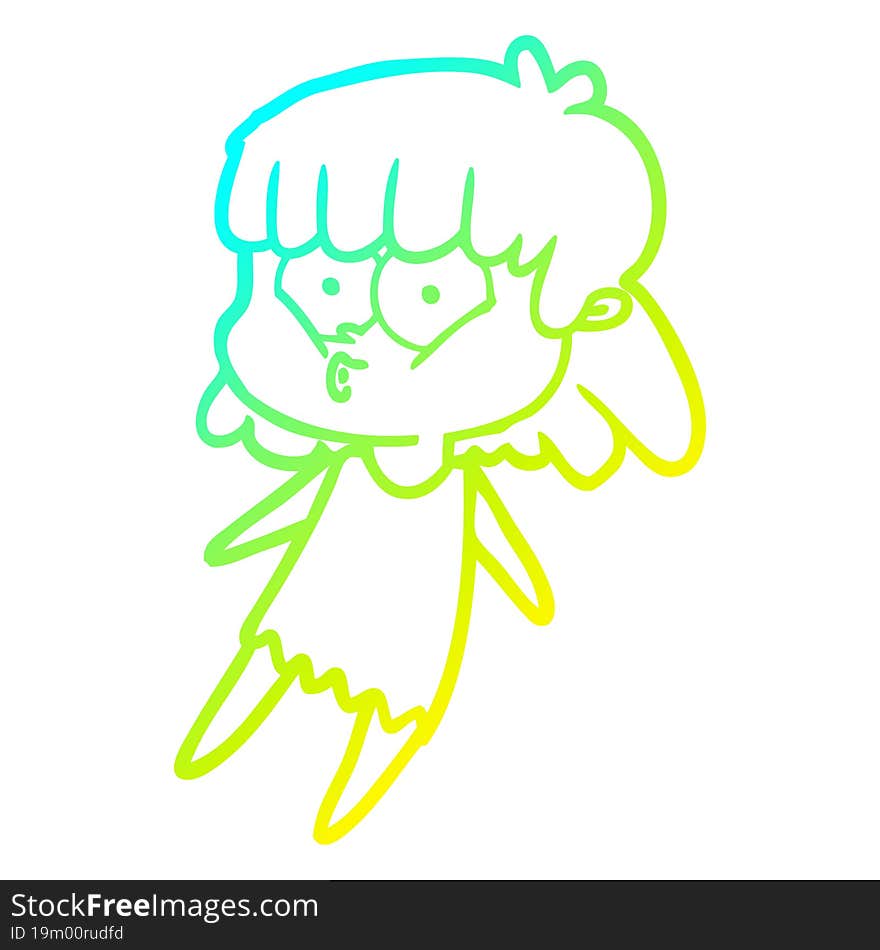 cold gradient line drawing cartoon whistling girl